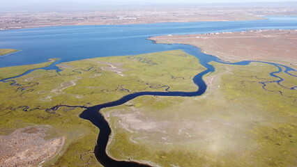 DRONE PHOTOGRAPHY OF THE WETLANDS IN SAN QUINTIN BAJA CALIFORNIA MEXICO