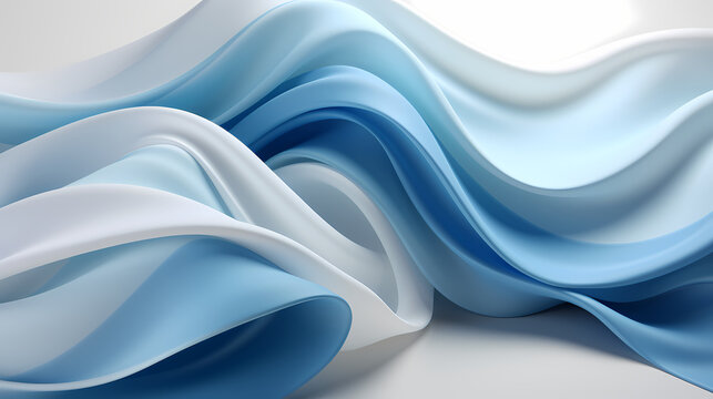 Dreamy Waves: Futuristic Blue Abstracts in Light White