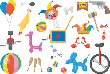 Colorful clown element on white background