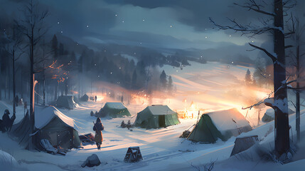 冬のキャンプの楽しみ No.040  Enjoying Winter Camping Generative AI
