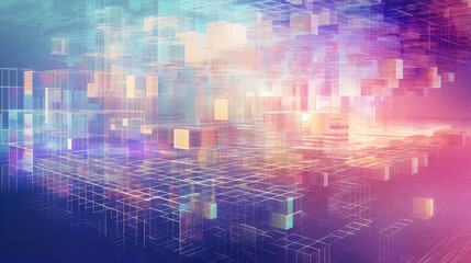 Obraz premium Futuristic Fusion: Holographic Glitch Abstract Background