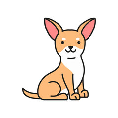 Cute cartoon chihuahua dog sitting. Vector illustration.