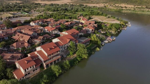 Panoramic Views Of Mtskheta From The River Side, Georgia, Aerial View