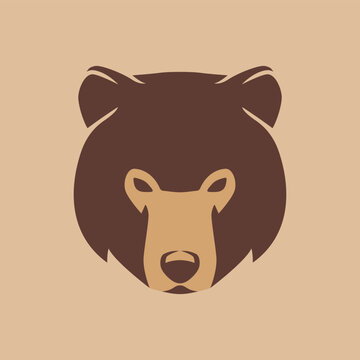 Grizzly Bear Head Icon. Brown Bear Logo Illustration. Usable for labels, banners, or advertisements.