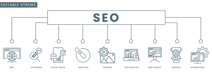 search engine optimization or SEO icon for apps or web