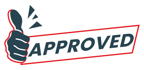 approved sign with thumbs up icon - obrazy, fototapety, plakaty