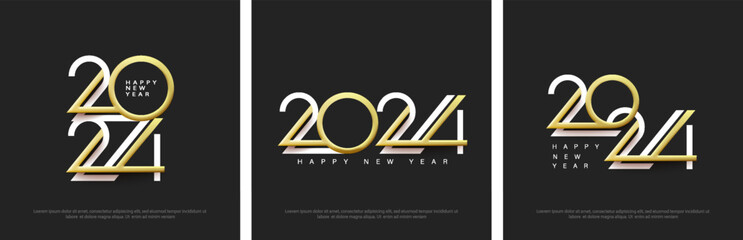 Happy new year 2024 number vector design. Premium for posters, banners, social greetings and new year 2024 celebrations.