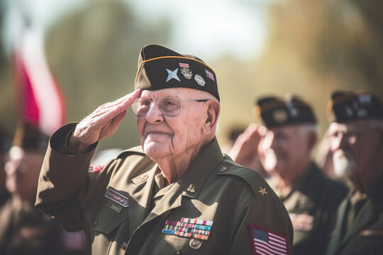 Respectful Tribute: Happy Veterans Saluting at a USA Military Funeral, Honoring the Service and Sacrifice of the Fallen Soldiers with Reverence and Gratitude