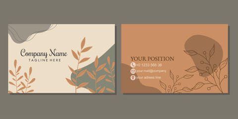 Set of modern business card print templates. design with hand drawn floral pattern. landscape orientation for identity cards, thank you cards, covers, invitations.