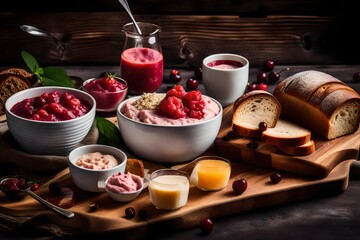 Obraz na płótnie Canvas Breakfast with fresh cooked porridge generated by AI tool