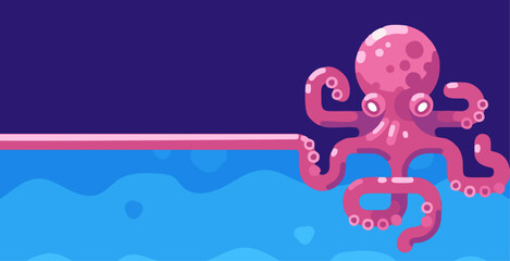 octopus vector background in flat style. octopus is pink © Steven Mink