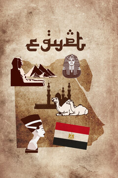 Egypt vintage illustrated map