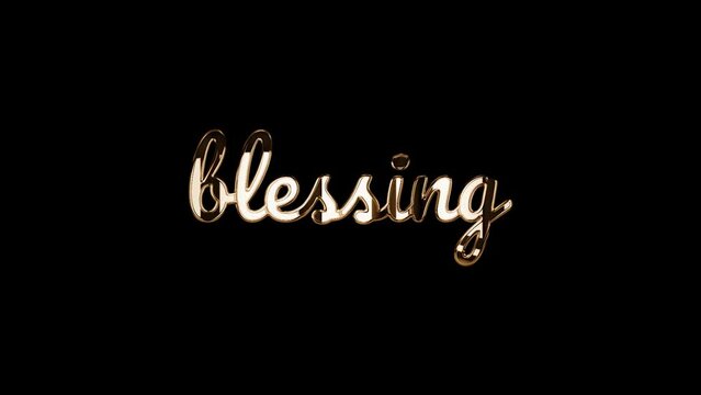 4k Animated Blessing typography in handwritten form with gold color ink