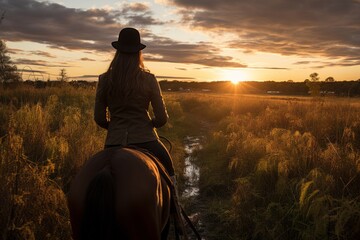 Horse And Rider Enjoying A Peaceful Track, Generative AI - obrazy, fototapety, plakaty
