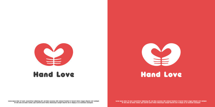 Love heart hand logo design illustration. Simple modern minimalist creative abstract flat silhouette of hands forming a gesture love heart relationship romance girlfriend family happy fun cute.