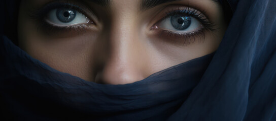 Naklejka premium closeup of beautiful eye, eyeball macro portrait photo