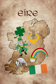 Ireland illustrated vintage map
