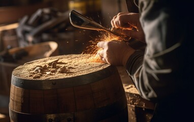 Candid Snapshot of a Beer Barrel Being Handcrafted