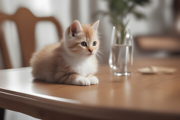 cat in the kitchen. generative ai