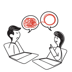 hand drawn doodle online business problem solving concept illustration vector