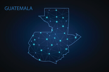 Map of Guatemala. Wire frame 3D mesh polygonal network line, design sphere, dot and structure. Vector illustration eps 10.