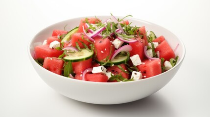 salad watermelon with tomatoes and feta