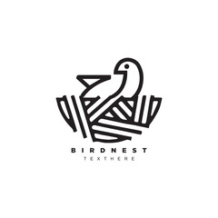 Geometric bird nest logo design for your brand or business