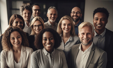 Shot of a group of businesspeople posing together in an office, Generative AI
