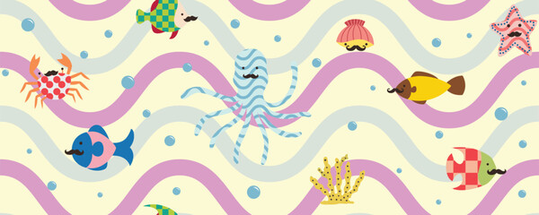 seamless pattern with sea creature
