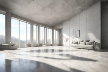 interior of a room limestone 3d rendering