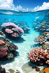 Naklejka na ściany i meble 珊瑚礁の海 generative