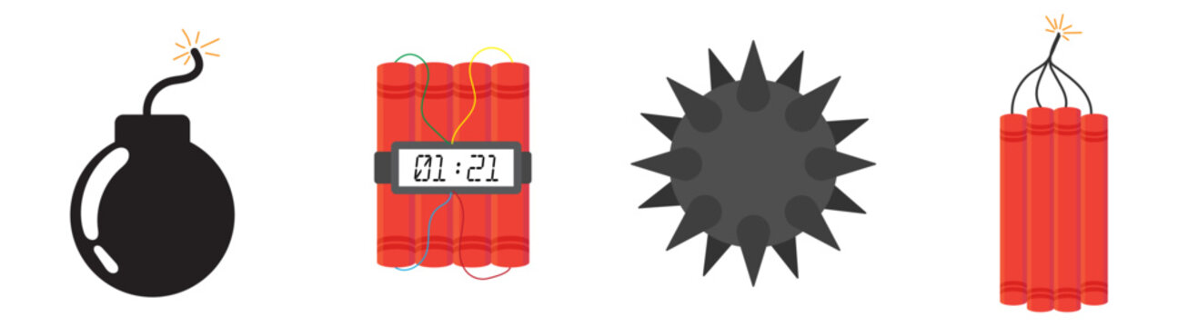 bomb mine and dynamite icon vector