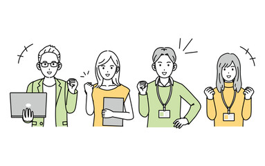 元気、ガッツポーズをするフリーランス、ビジネスパーソン