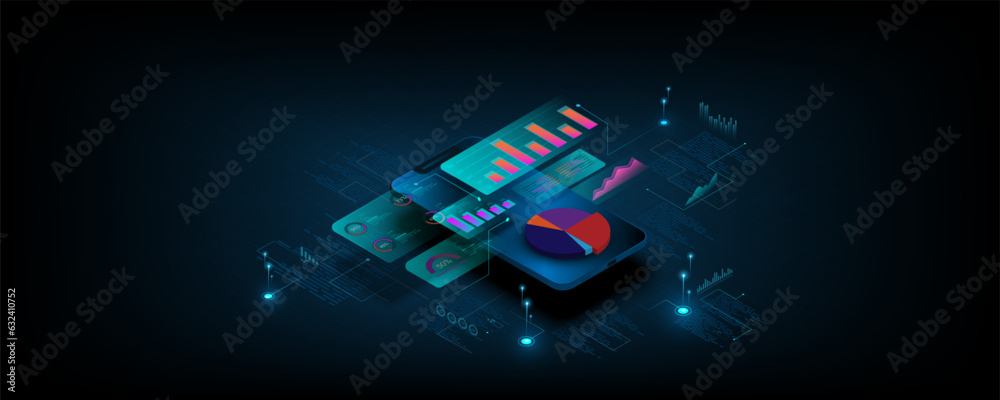 Wall mural data analysis background ux ui cryptocurrency market investing finance and trading trend analysis st
