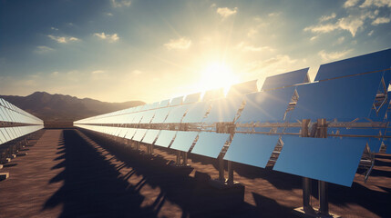 Solar Thermal Energy. Concentrated Sun Power. CSP Efficiency. Green Energy. Generative ai