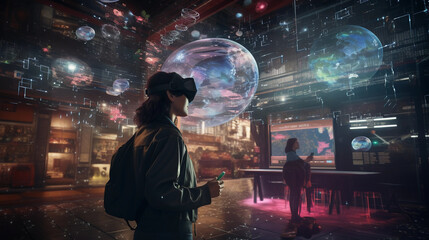 Naklejka premium Interactive Storytelling. Future of Media. Engaging User Experiences. Immersive Entertainment. Generative ai