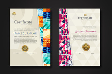 Certificate template with geometric artwork design and simple shapes.vector Illustration - obrazy, fototapety, plakaty
