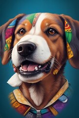 portrait of a dog with a scarf and A Simple Mandala Art Creation of a Dog