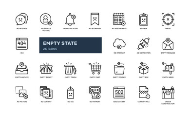 empty state error state ui detailed icon set website. eps vector file