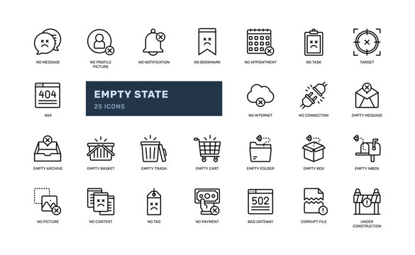 empty state error state ui detailed icon set website. eps vector file
