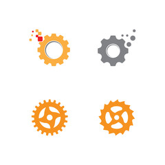 Gear illustration logo icon vector flat design template and symbol