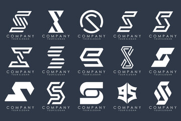 Abstract collection with letters S logo design. creative design logotype S with white color.