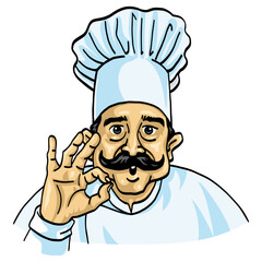 Chef OK Okay Sign Cartoon Character Design Vector