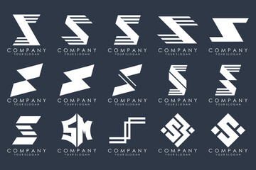 Abstract collection with letters S logo design. creative design logotype S with white color.