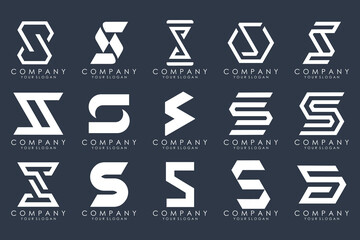 Abstract collection with letters S logo design. creative design logotype S with white color.