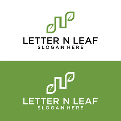 Letter N Nature Leaf Logo Design