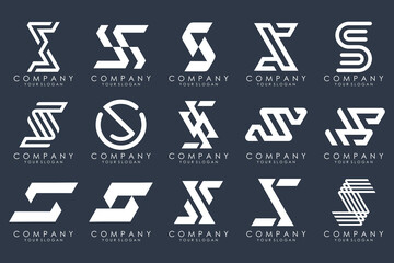 Abstract collection with letters S logo design. creative design logotype S with white color.