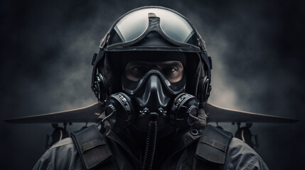 Fighter Pilot wearing masked in plane