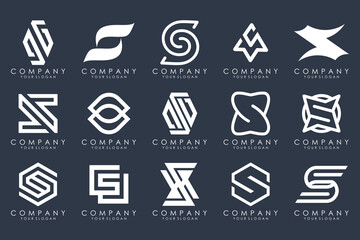 Abstract collection with letters S logo design. creative design logotype S with white color.