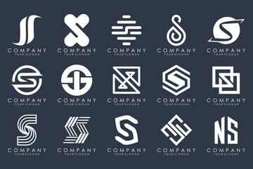 Abstract collection with letters S logo design. creative design logotype S with white color.